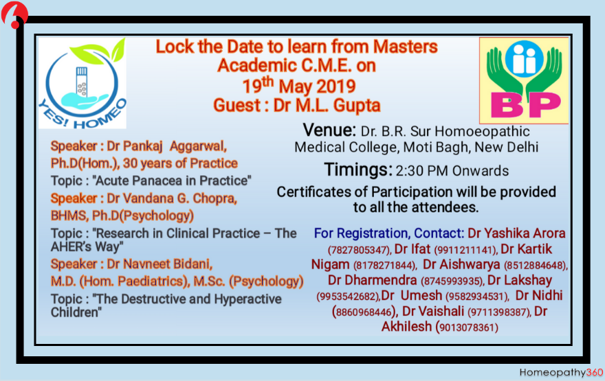  Academic C.M.E.- An Event To Learn From The Masters Of Homeopathy