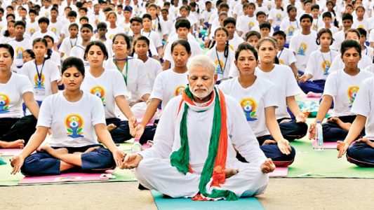 Modi doing yoga
