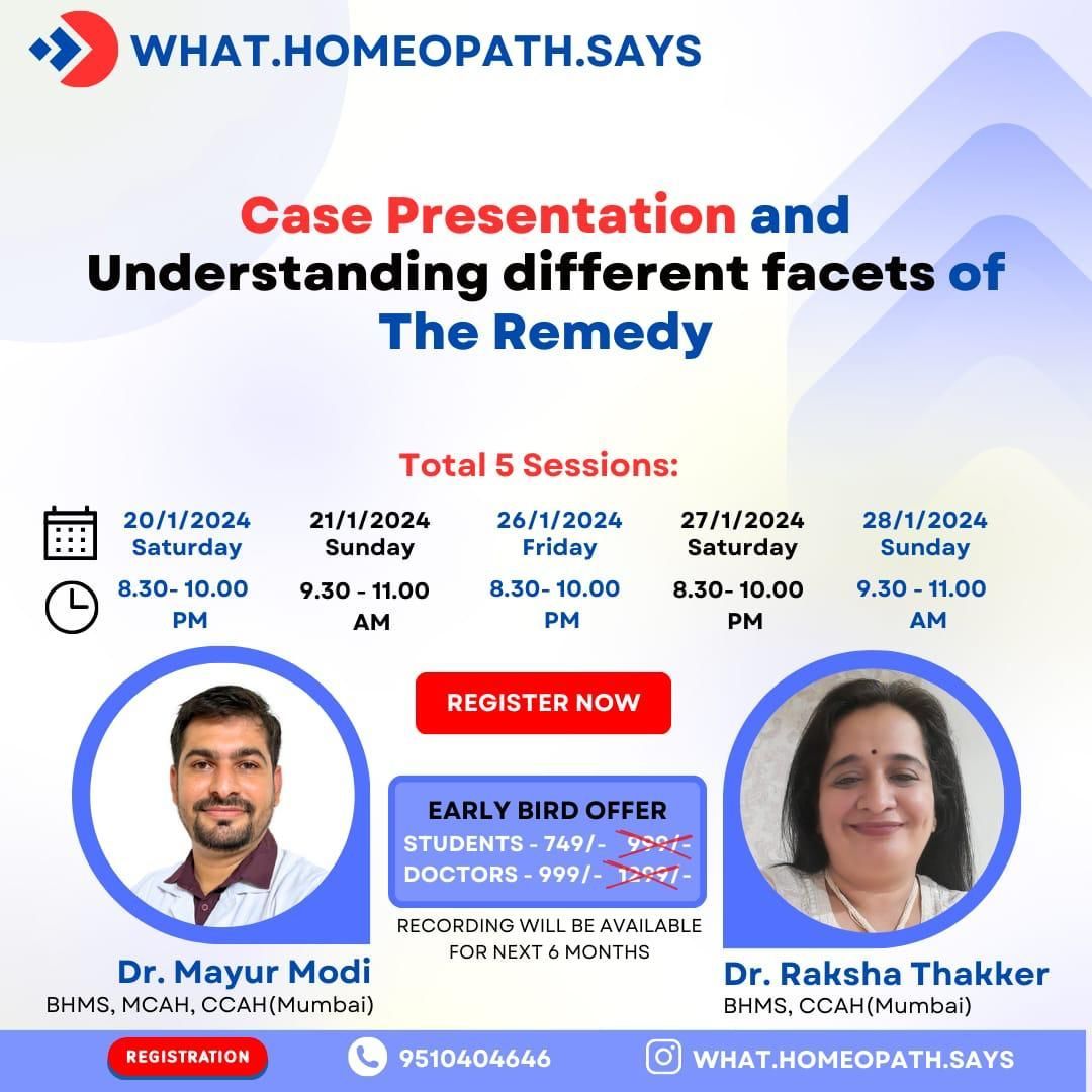 Join Live Webinar on Case Presentation and Understanding different facets of the Remedy